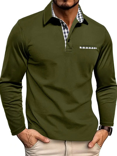 Adriano™ – Long Sleeve Polo Shirt with Check Details