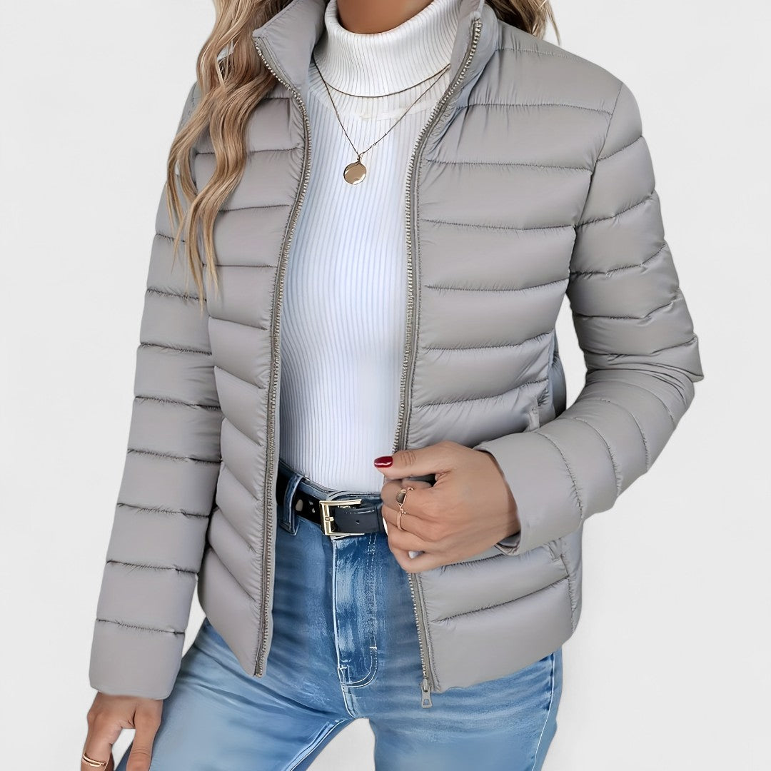 Philipa - Elegant long jacket with high collar