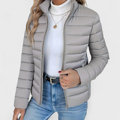Philipa - Elegant long jacket with high collar