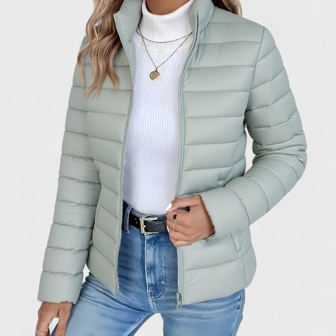 Philipa - Elegant long jacket with high collar