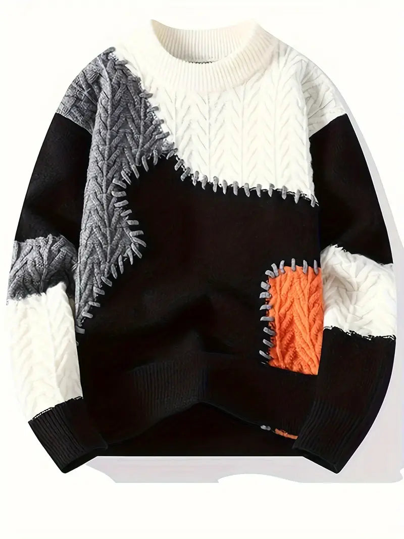 Wagnera - Casual Knitted Sweater With Round Neck