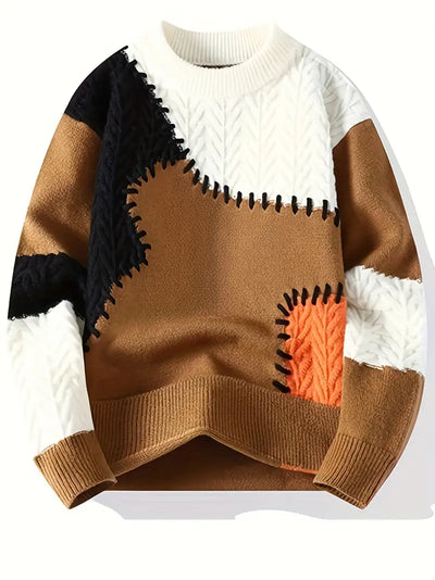 Wagnera - Casual Knitted Sweater With Round Neck