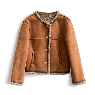 Isabella Shearling Button Jacket