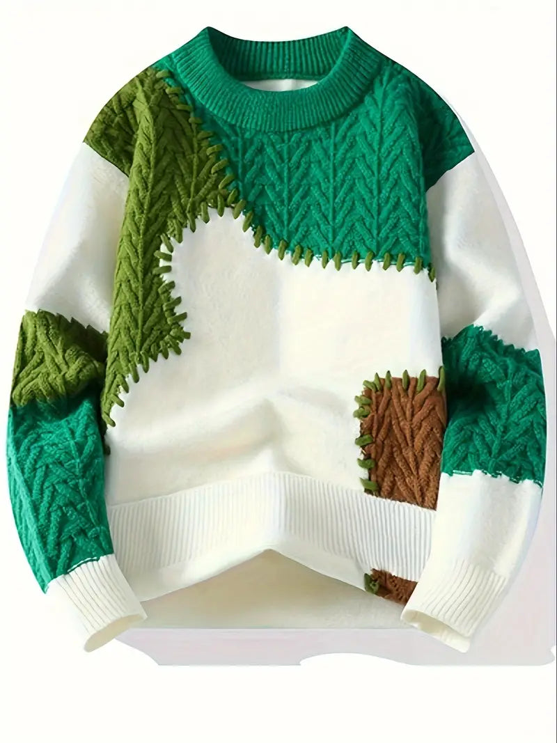 Wagnera - Casual Knitted Sweater With Round Neck
