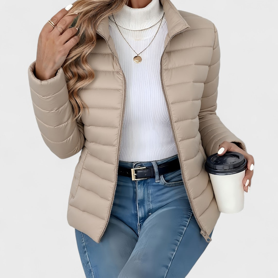 Philipa - Elegant long jacket with high collar