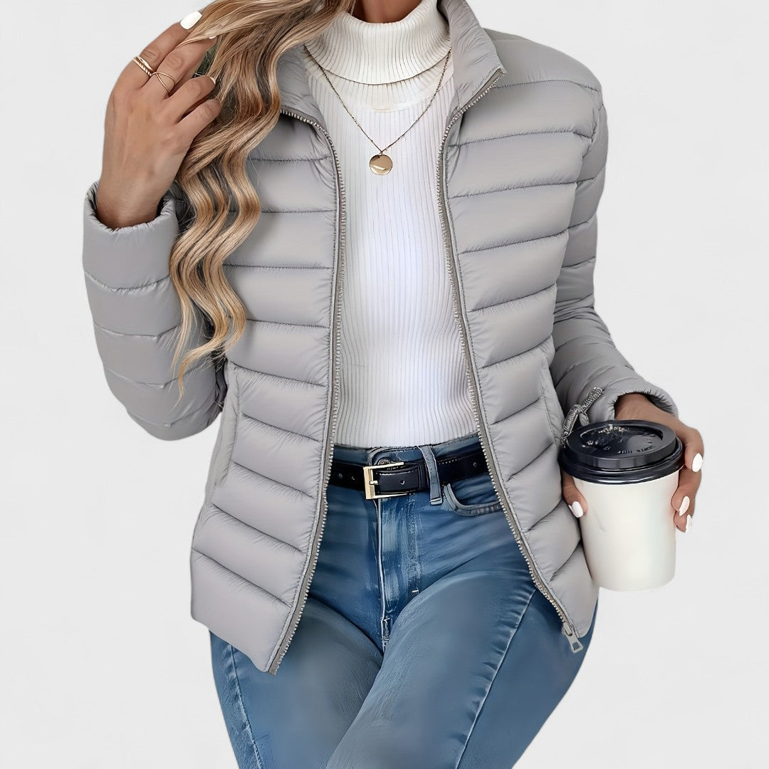 Philipa - Elegant long jacket with high collar
