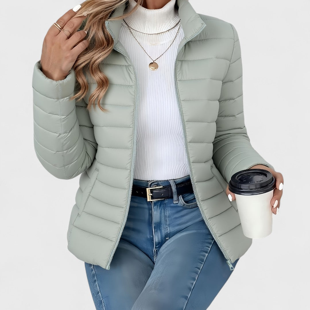 Philipa - Elegant long jacket with high collar